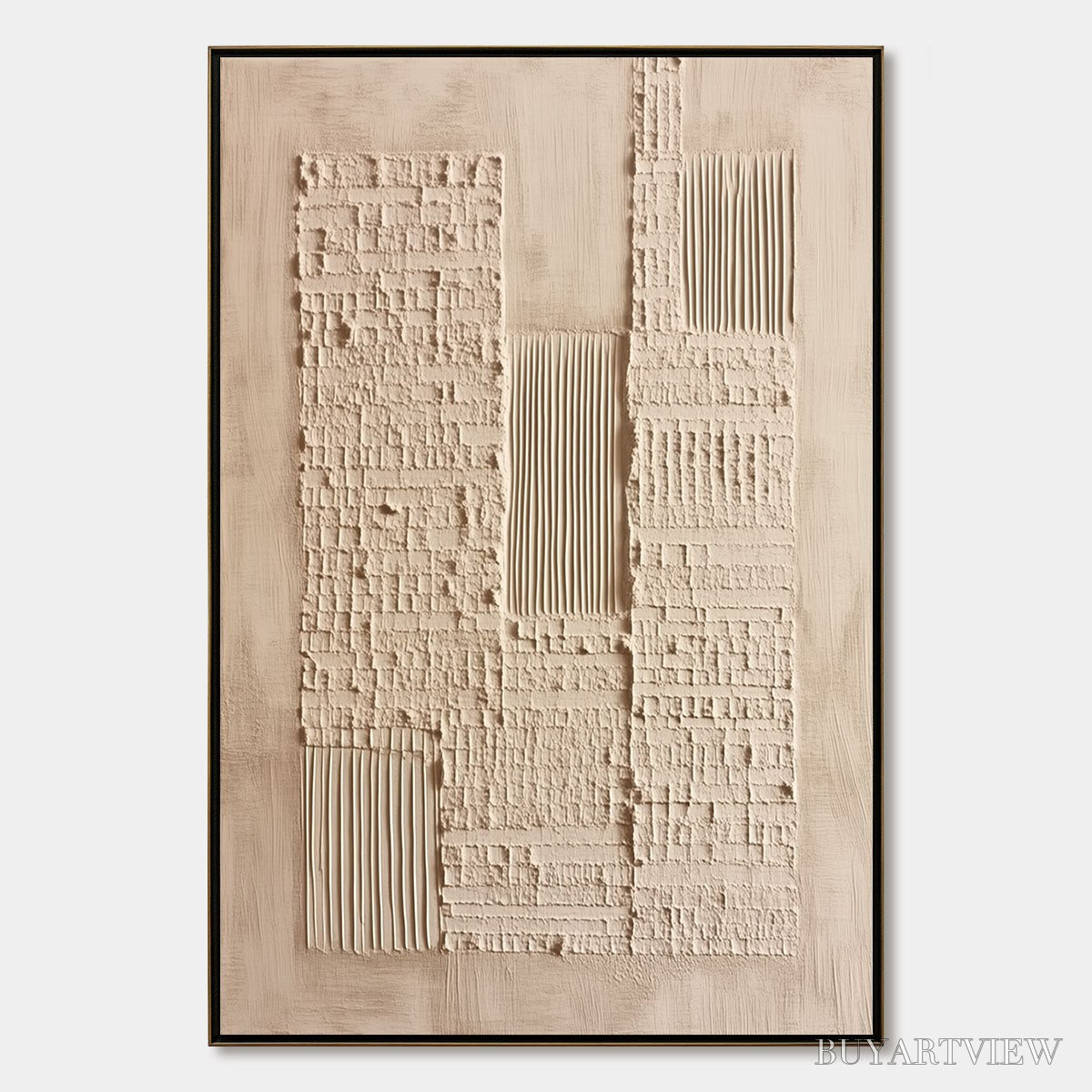 BUYARTVIEW Urban Relic – Textured Minimalist Abstract Painting in Neutral Beige Tones - image 1