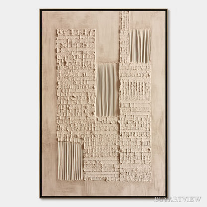BUYARTVIEW Urban Relic – Textured Minimalist Abstract Painting in Neutral Beige Tones - image 1