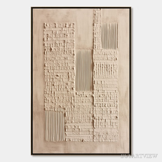 BUYARTVIEW Urban Relic – Textured Minimalist Abstract Painting in Neutral Beige Tones - image 1