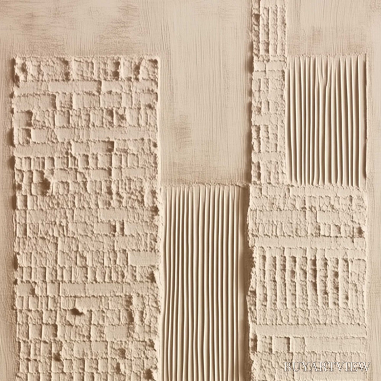 BUYARTVIEW Urban Relic – Textured Minimalist Abstract Painting in Neutral Beige Tones - image 3