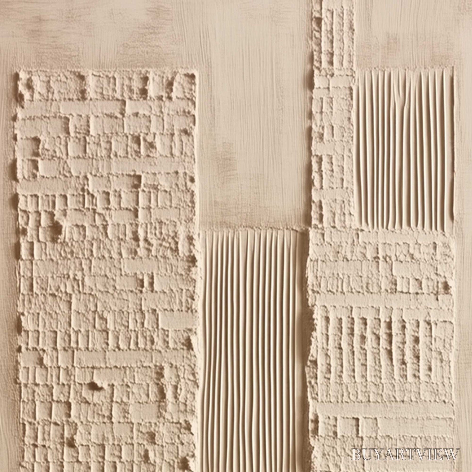 BUYARTVIEW Urban Relic – Textured Minimalist Abstract Painting in Neutral Beige Tones - image 3