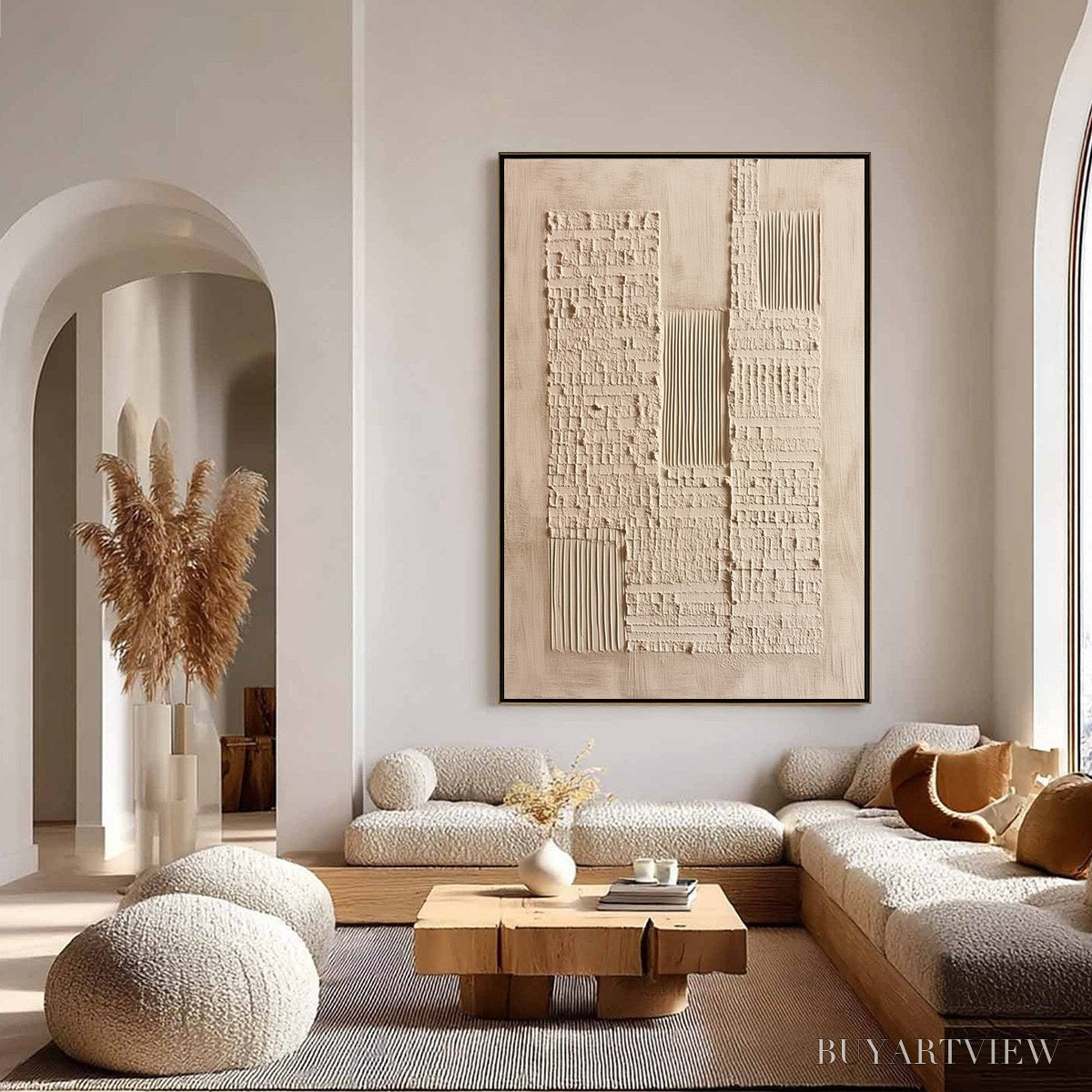 BUYARTVIEW Urban Relic – Textured Minimalist Abstract Painting in Neutral Beige Tones - image 4