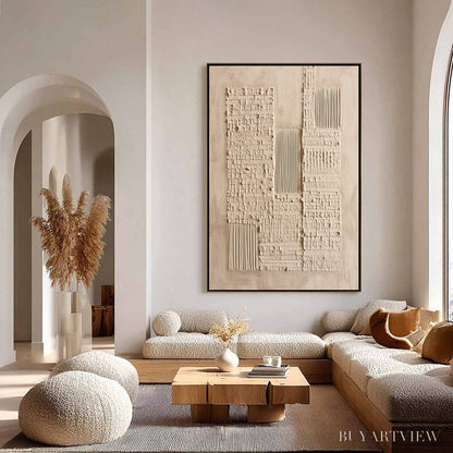 BUYARTVIEW Urban Relic – Textured Minimalist Abstract Painting in Neutral Beige Tones - image 4