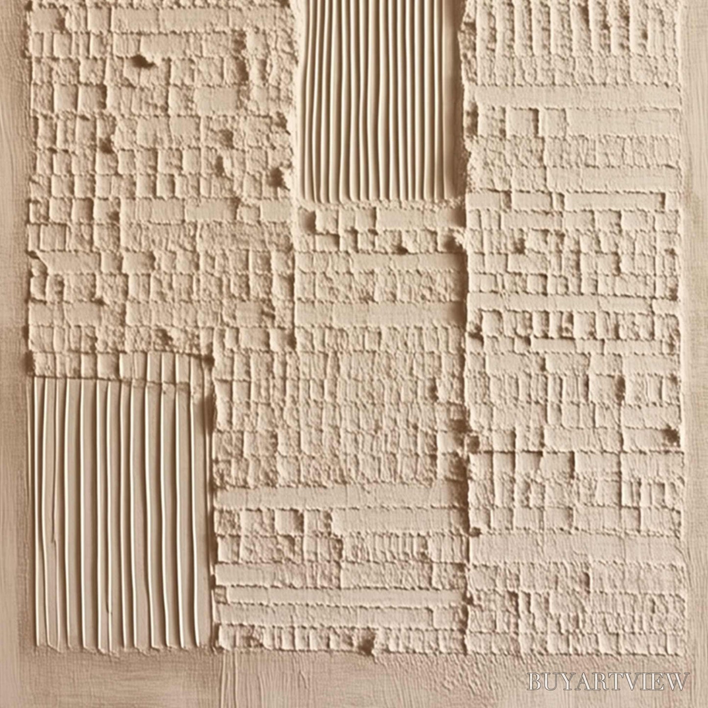 BUYARTVIEW Urban Relic – Textured Minimalist Abstract Painting in Neutral Beige Tones - image 5