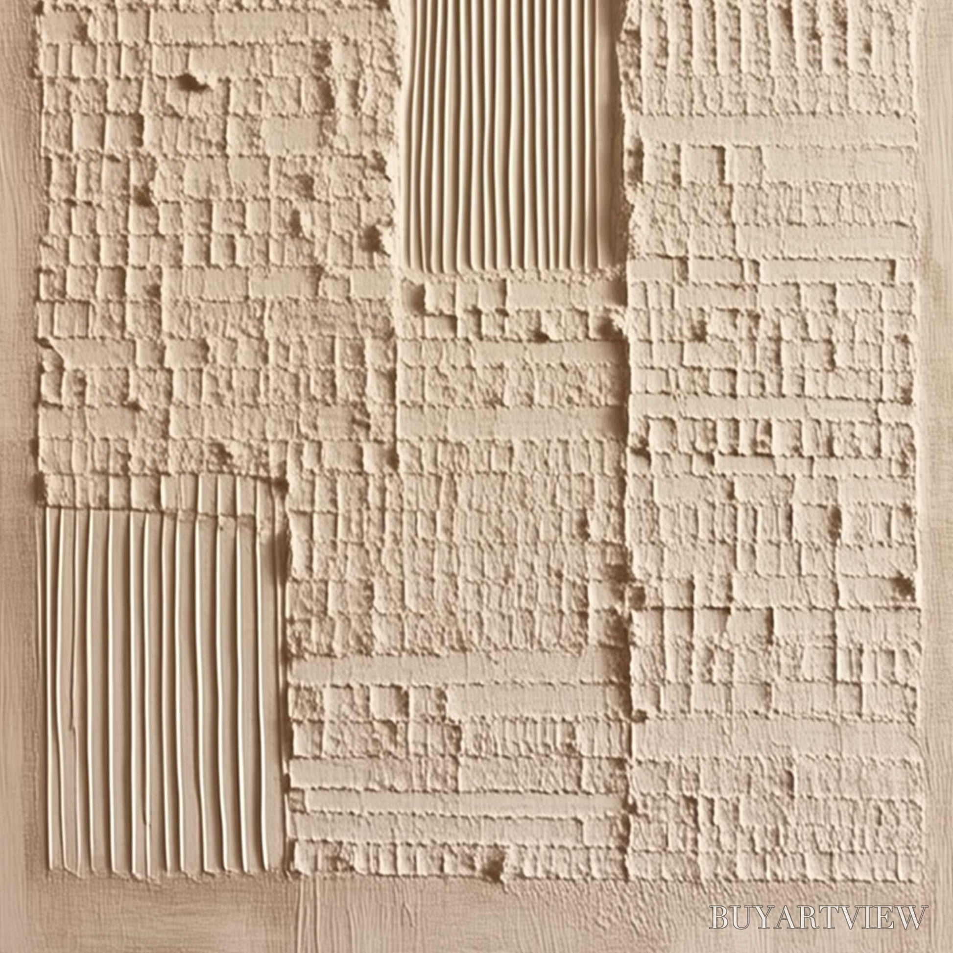 BUYARTVIEW Urban Relic – Textured Minimalist Abstract Painting in Neutral Beige Tones - image 5