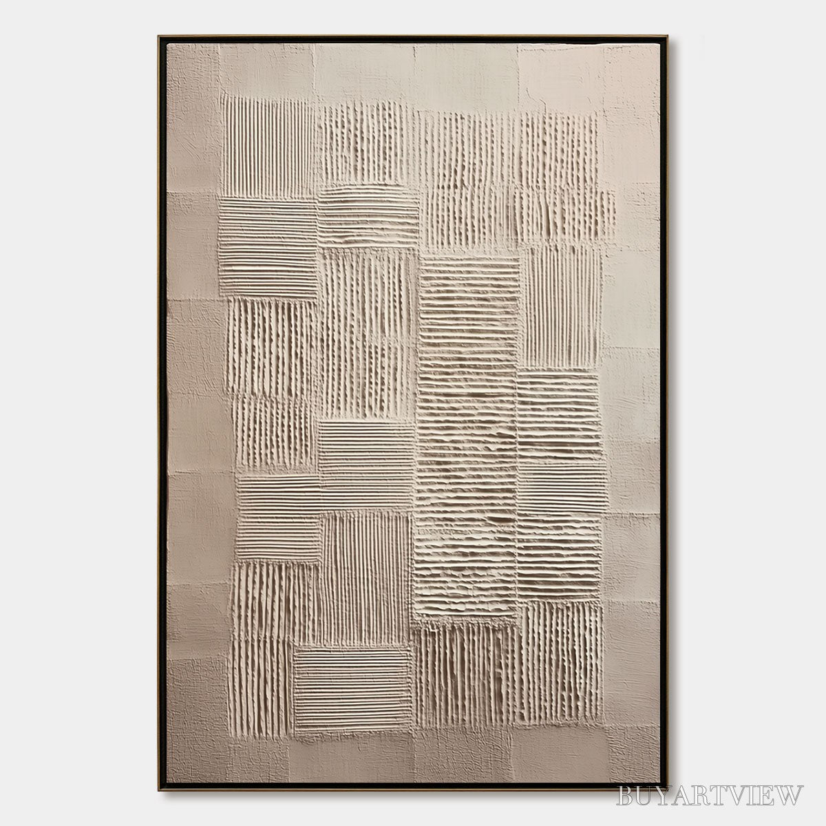BUYARTVIEW Urban Grid – Textured Beige Minimalist Abstract Wabi Sabi - image 1
