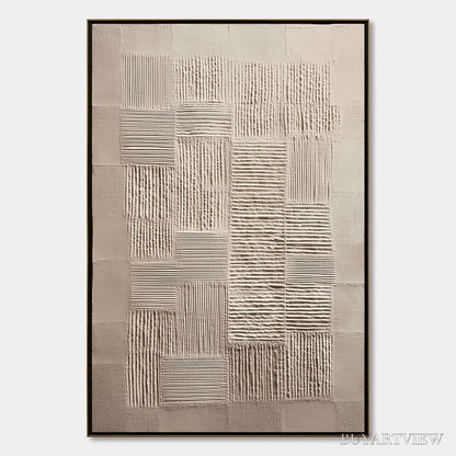 BUYARTVIEW Urban Grid – Textured Beige Minimalist Abstract Wabi Sabi - image 1