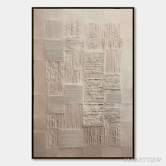 BUYARTVIEW Urban Grid – Textured Beige Minimalist Abstract Wabi Sabi - image 1