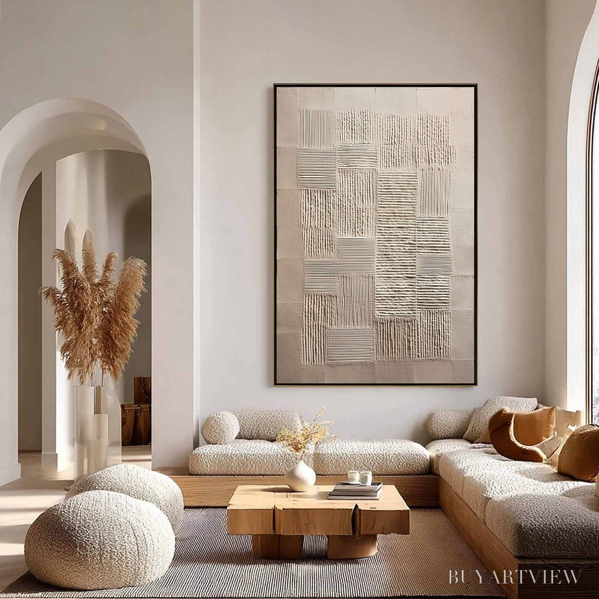 BUYARTVIEW Urban Grid – Textured Beige Minimalist Abstract Wabi Sabi - image 4