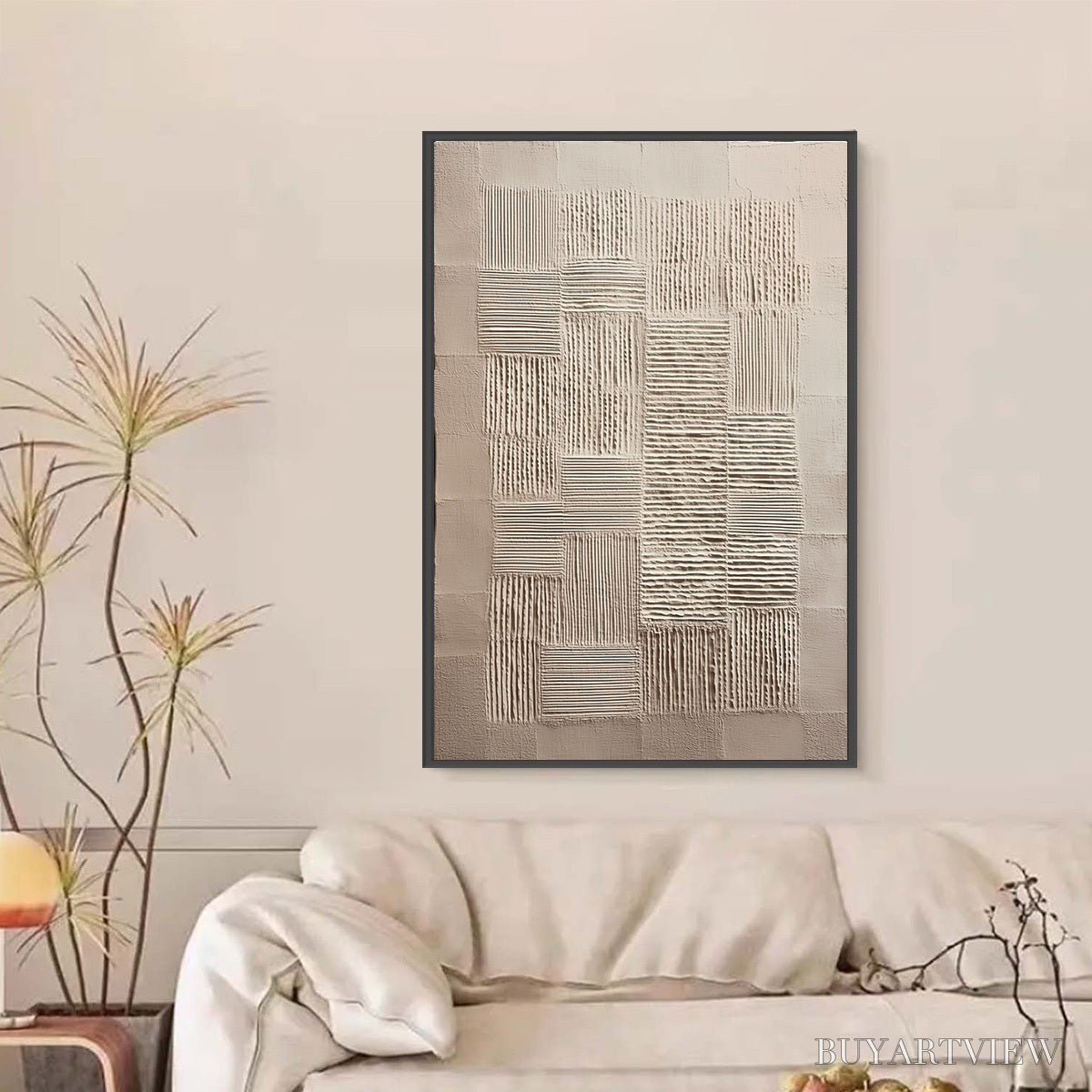 BUYARTVIEW Urban Grid – Textured Beige Minimalist Abstract Wabi Sabi - image 6