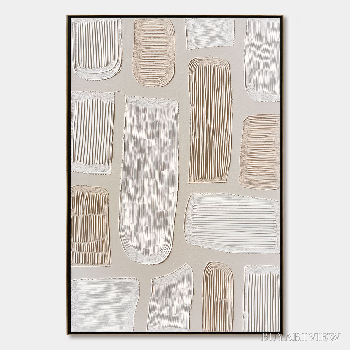 BUYARTVIEW Terraforms – Textured Wabi Sabi Abstract Painting in Neutral Tones - image 1