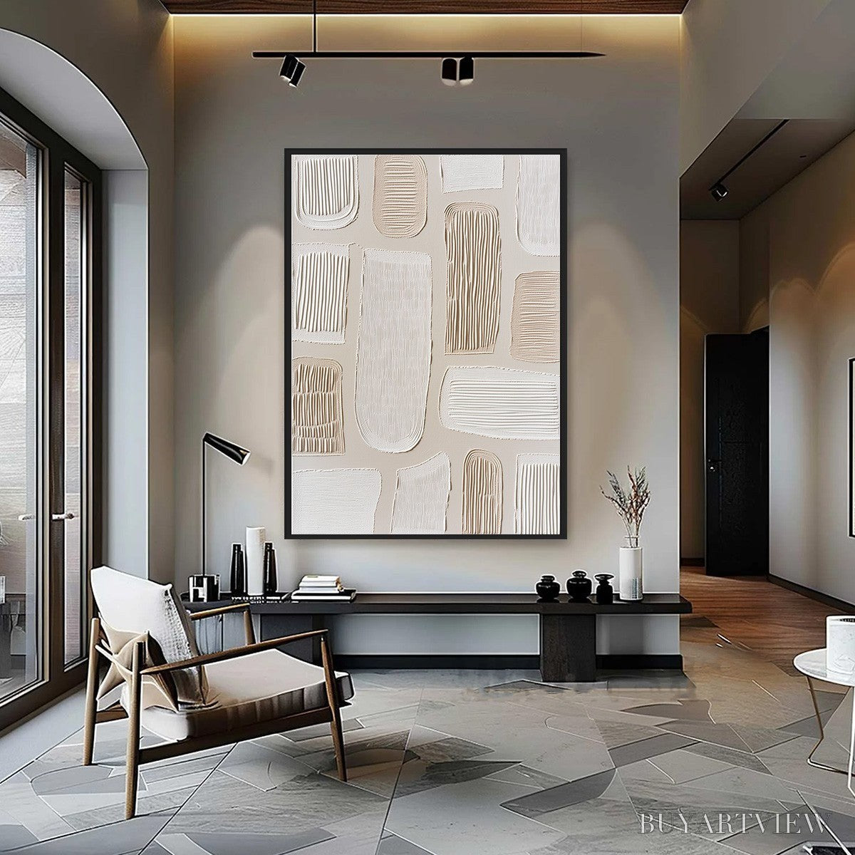 BUYARTVIEW Terraforms – Textured Wabi Sabi Abstract Painting in Neutral Tones - image 2