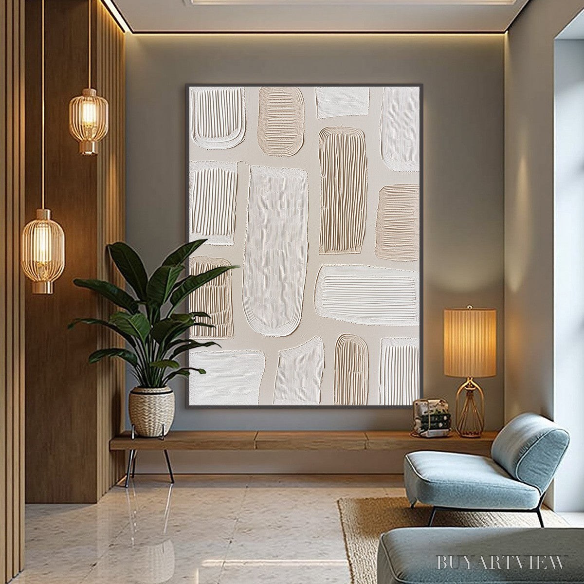 BUYARTVIEW Terraforms – Textured Wabi Sabi Abstract Painting in Neutral Tones - image 4