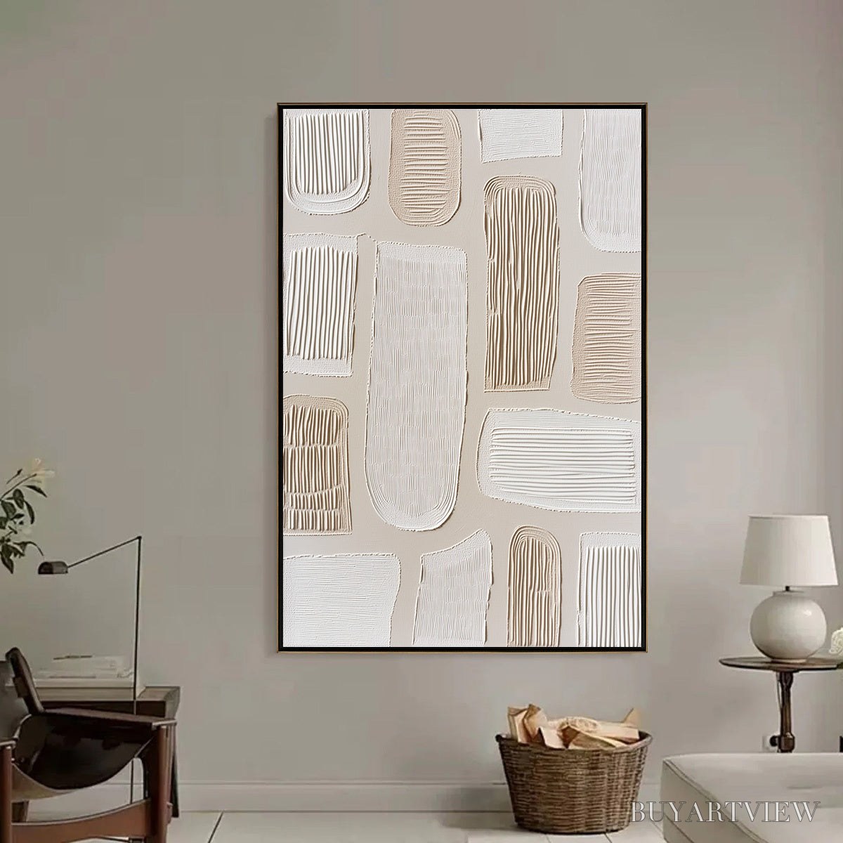 BUYARTVIEW Terraforms – Textured Wabi Sabi Abstract Painting in Neutral Tones - image 6