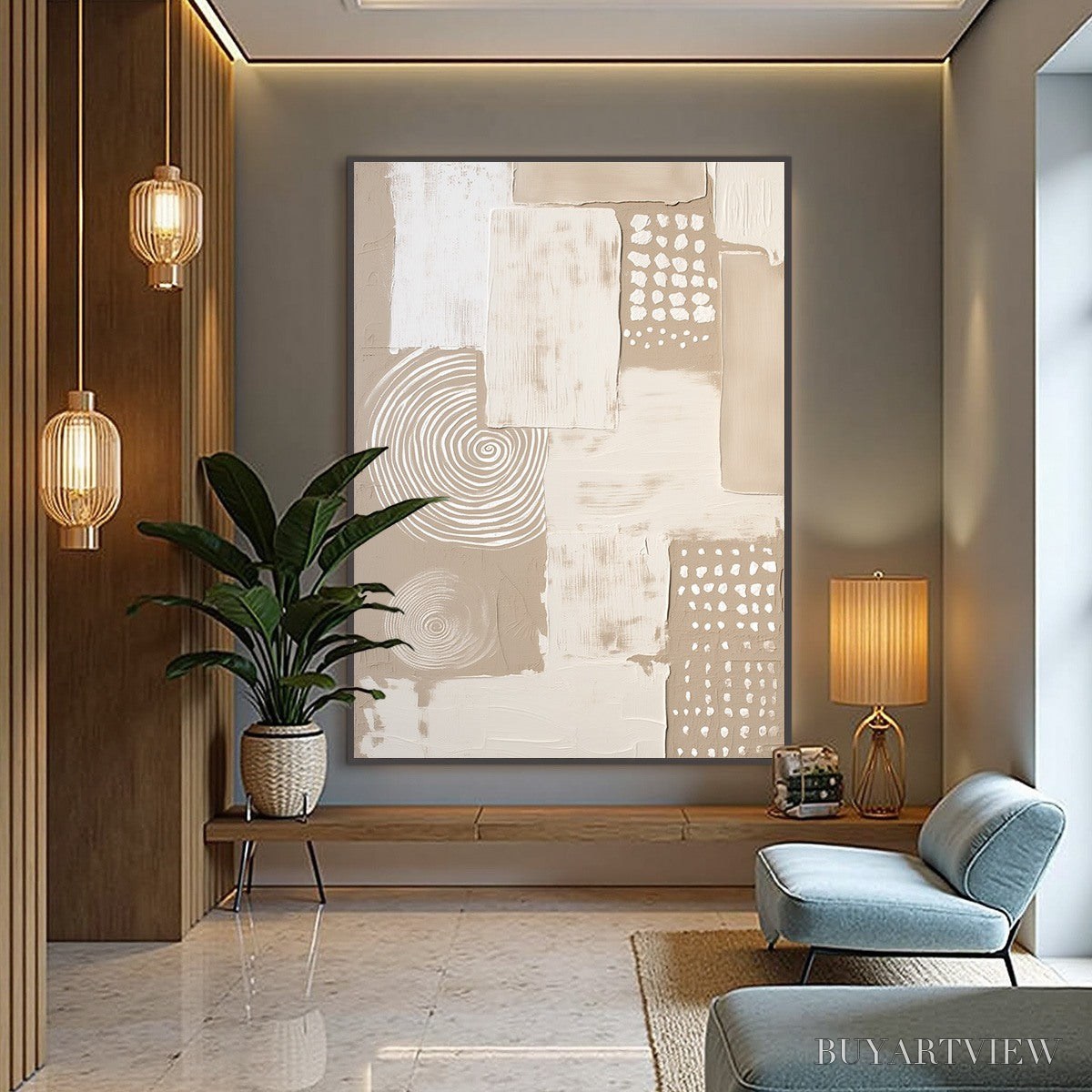 BUYARTVIEW Zenith – Textured Wabi-Sabi Abstract Painting in Neutral Tones - image 4