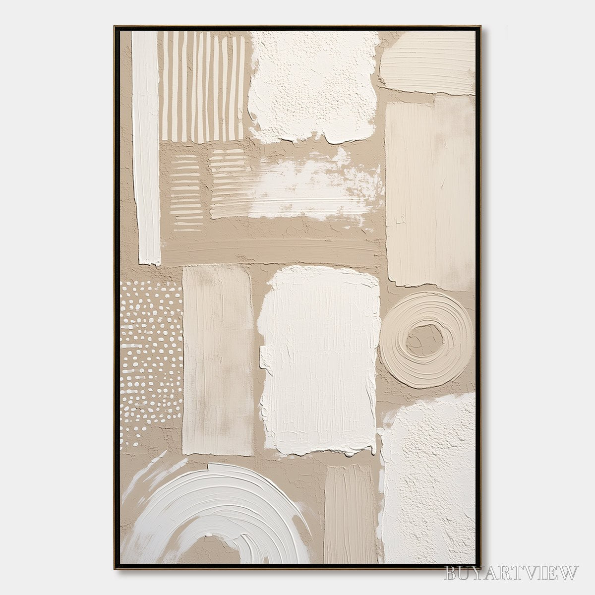 BUYARTVIEW Terraforms – Textured Wabi-Sabi Abstract Painting in Neutral Tones - image 1