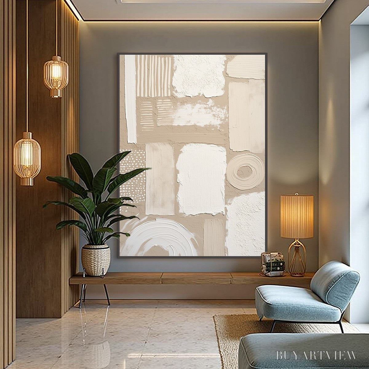 BUYARTVIEW Terraforms – Textured Wabi-Sabi Abstract Painting in Neutral Tones - image 4