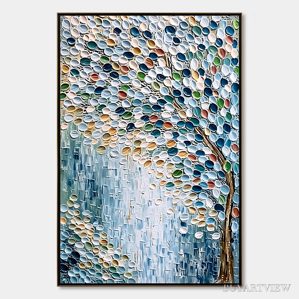 BUYARTVIEW Mosaic Rain – Heavily Textured Impasto Tree of Life Painting - image 1