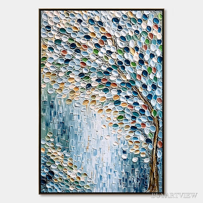 BUYARTVIEW Mosaic Rain – Heavily Textured Impasto Tree of Life Painting - image 1