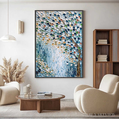 BUYARTVIEW Mosaic Rain – Heavily Textured Impasto Tree of Life Painting - image 2