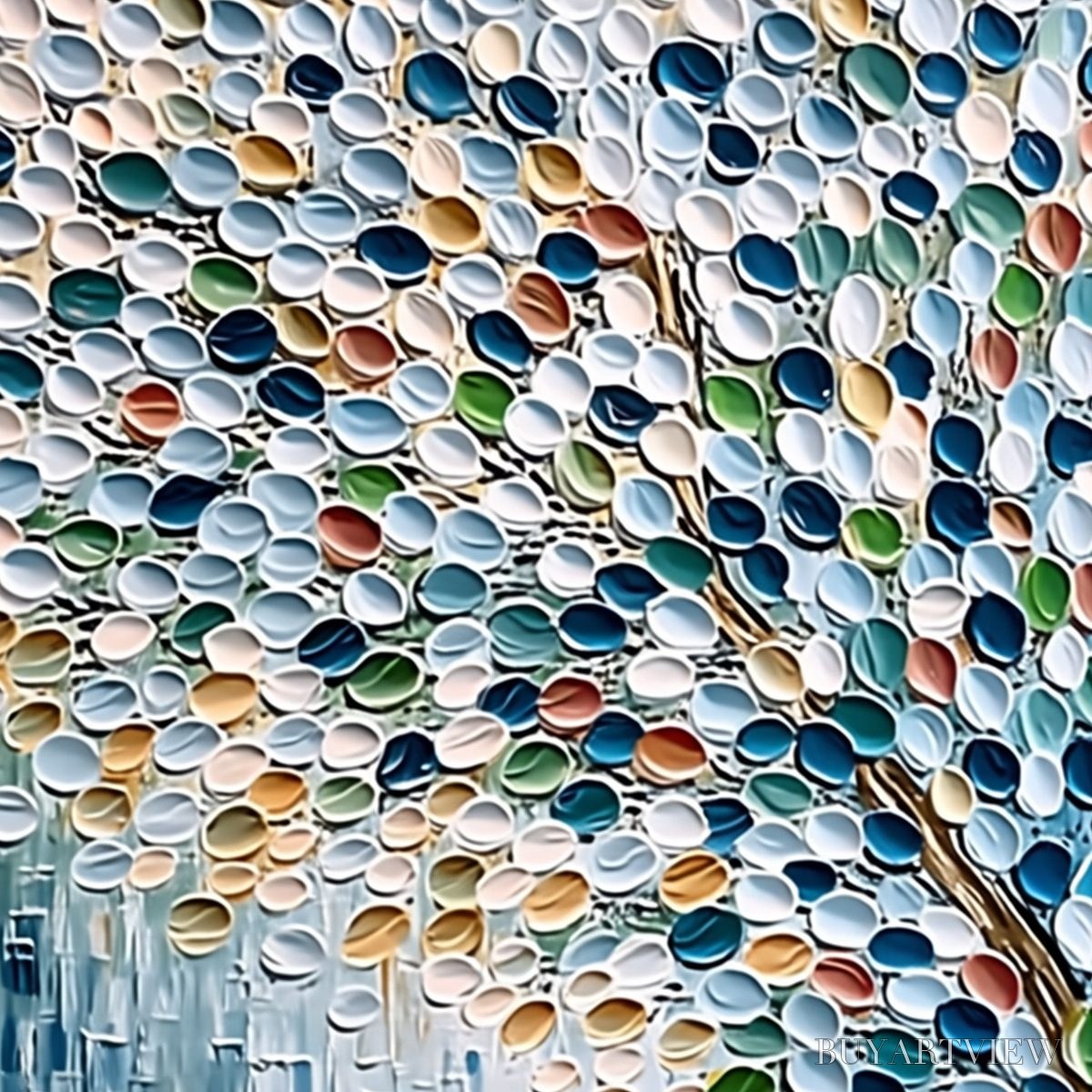 BUYARTVIEW Mosaic Rain – Heavily Textured Impasto Tree of Life Painting - image 3