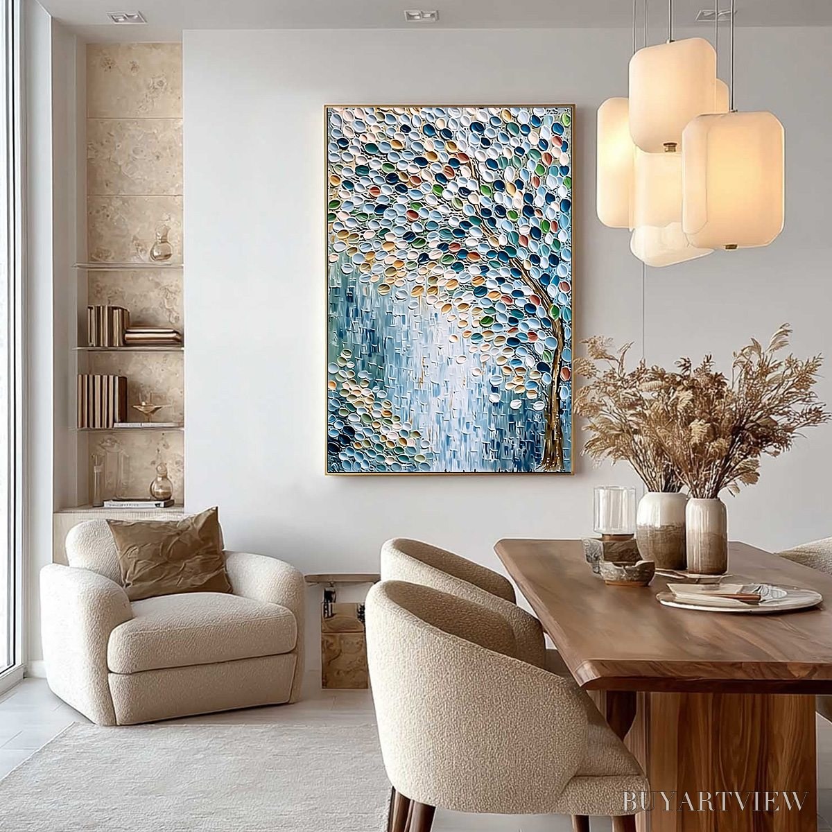BUYARTVIEW Mosaic Rain – Heavily Textured Impasto Tree of Life Painting - image 4