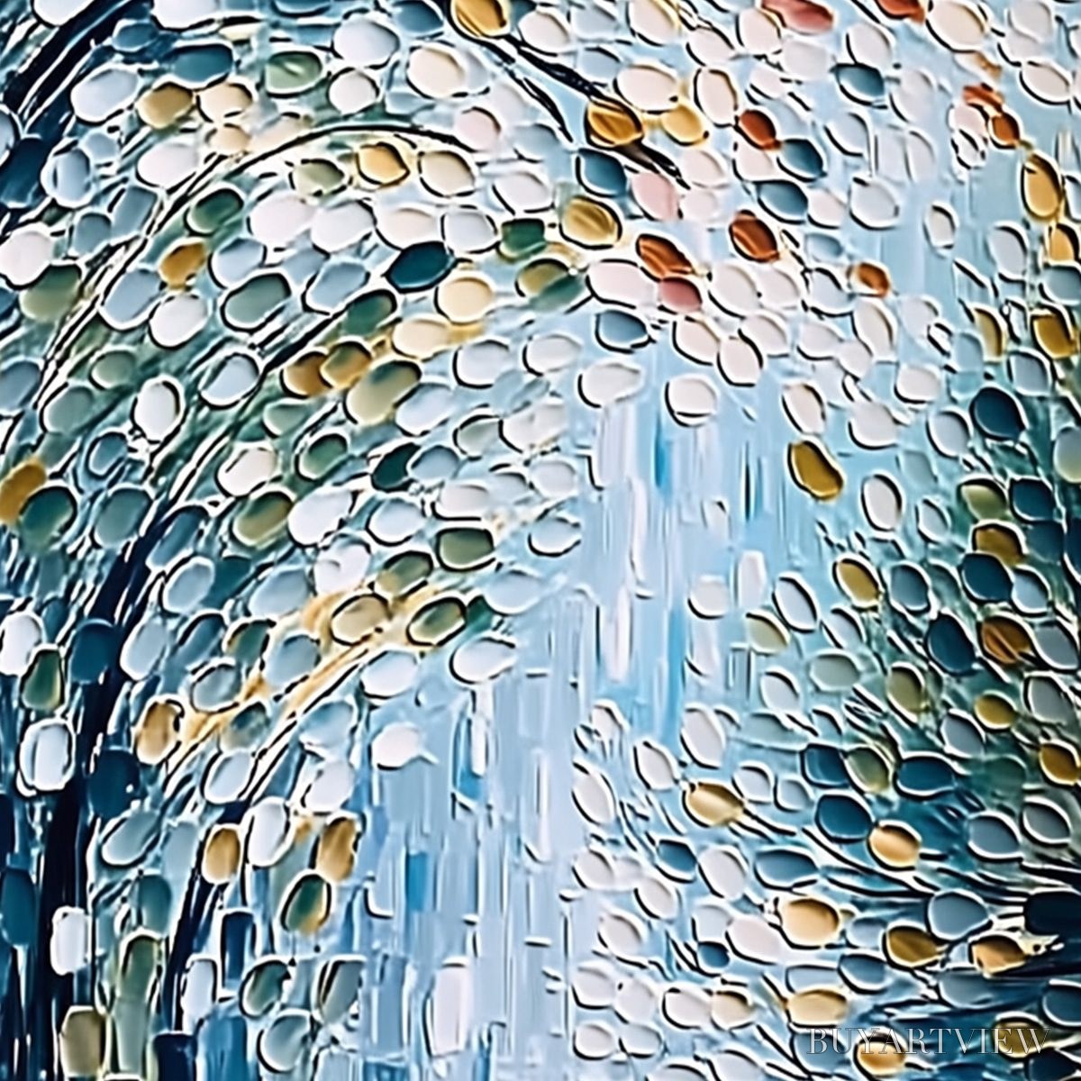 BUYARTVIEW Cascading Petals – Heavy Texture Abstract Tree Impasto Painting - image 5
