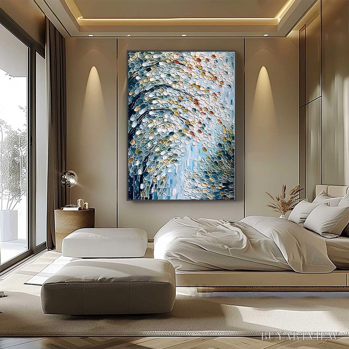 BUYARTVIEW Cascading Petals – Heavy Texture Abstract Tree Impasto Painting - image 6