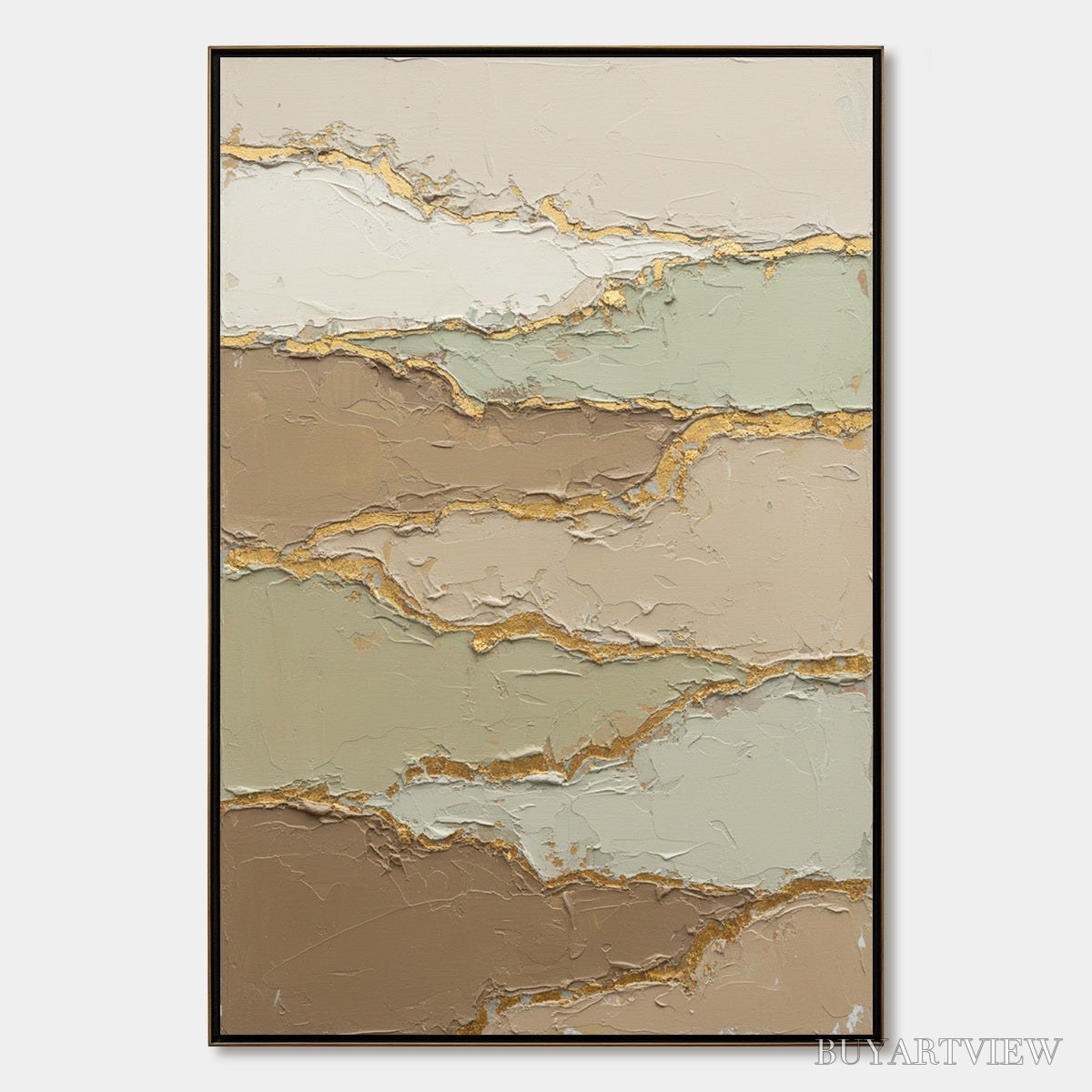 BUYARTVIEW Strata – Textured Wabi Sabi Abstract Landscape Painting - image 1