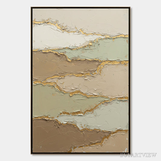 BUYARTVIEW Strata – Textured Wabi Sabi Abstract Landscape Painting - image 1
