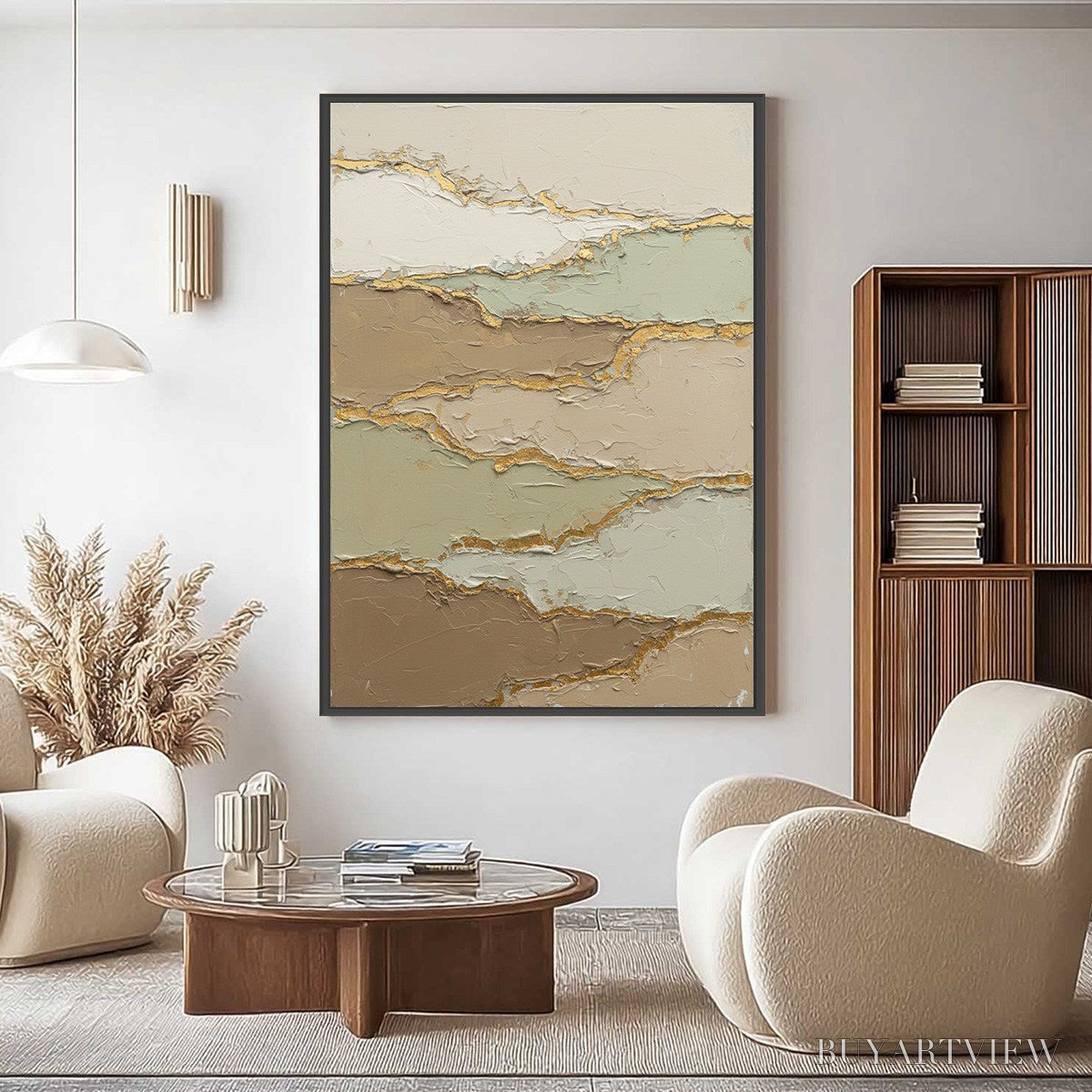 BUYARTVIEW Strata – Textured Wabi Sabi Abstract Landscape Painting - image 4