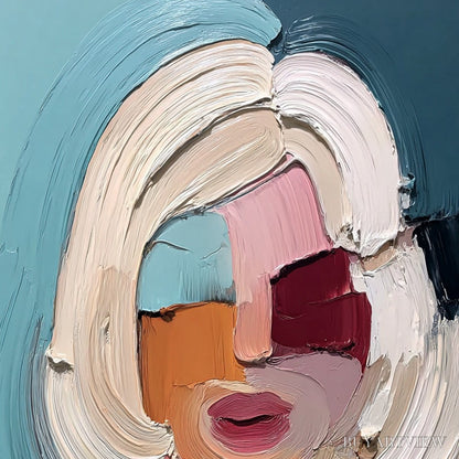BUYARTVIEW the Gaze – Textured Abstract Portrait Palette Knife Painting - image 3
