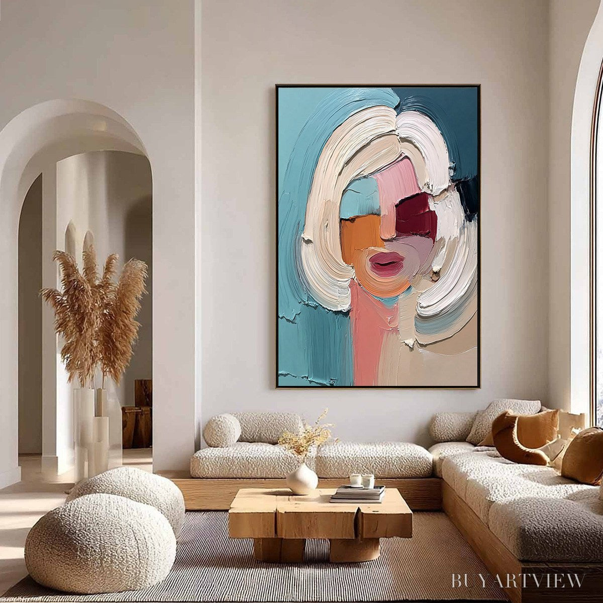 BUYARTVIEW the Gaze – Textured Abstract Portrait Palette Knife Painting - image 4