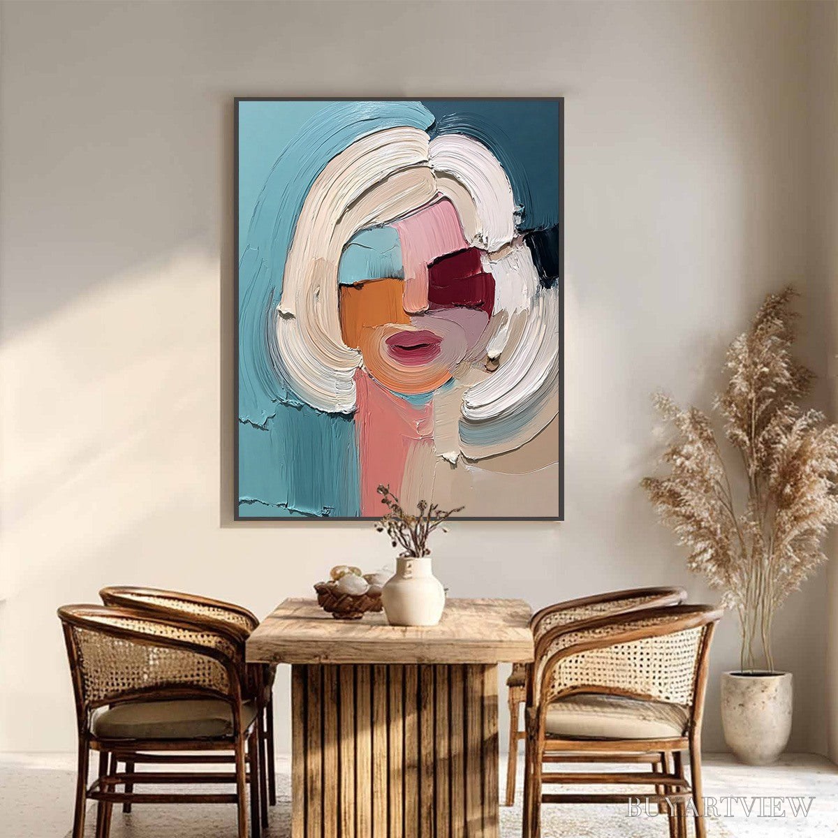 BUYARTVIEW the Gaze – Textured Abstract Portrait Palette Knife Painting - image 6