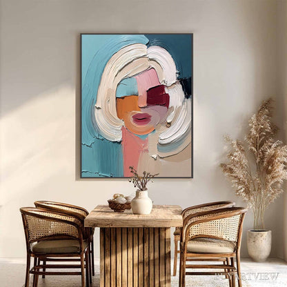 BUYARTVIEW the Gaze – Textured Abstract Portrait Palette Knife Painting - image 6