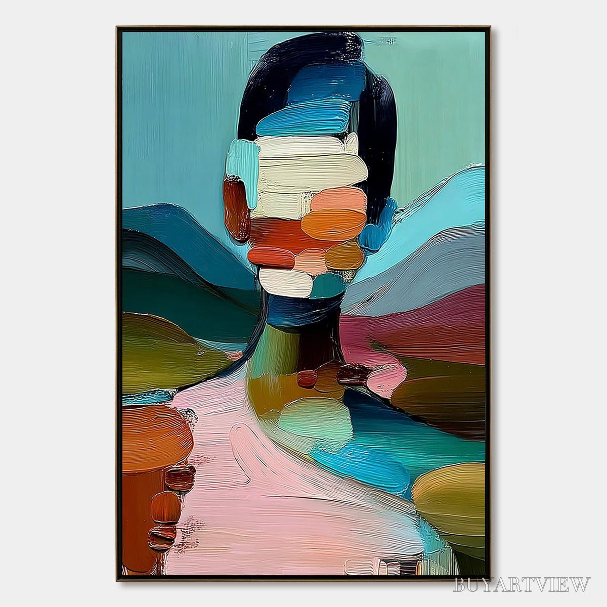 BUYARTVIEW Mosaic of Being – Colorful Abstract Impasto Portrait - image 1