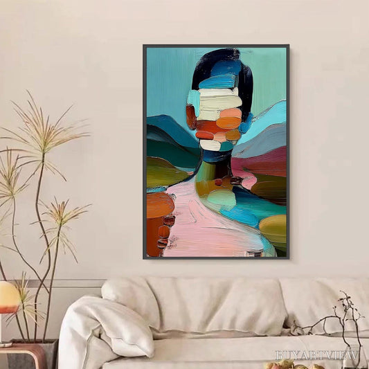 BUYARTVIEW Mosaic of Being – Colorful Abstract Impasto Portrait - image 2