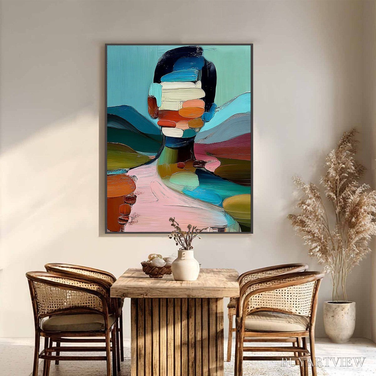 BUYARTVIEW Mosaic of Being – Colorful Abstract Impasto Portrait - image 6