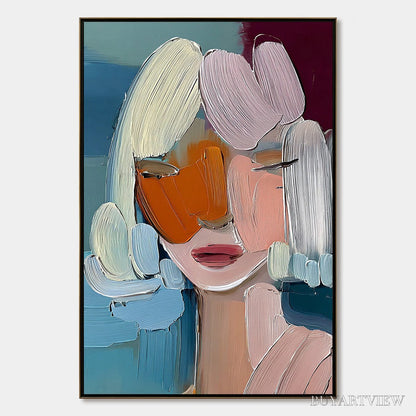 BUYARTVIEW Vivid Muse – Textured Abstract Portrait Palette Knife Oil Painting - image 1
