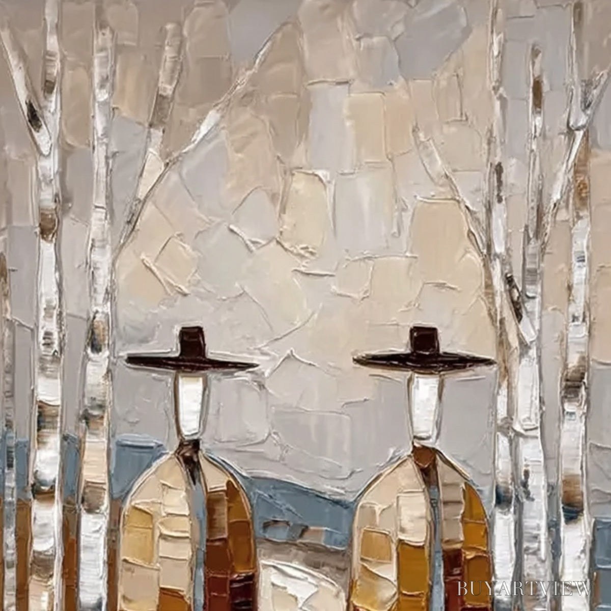 BUYARTVIEW the Sojourners – Textured Palette Knife Painting of Figures in a Landscape - image 3