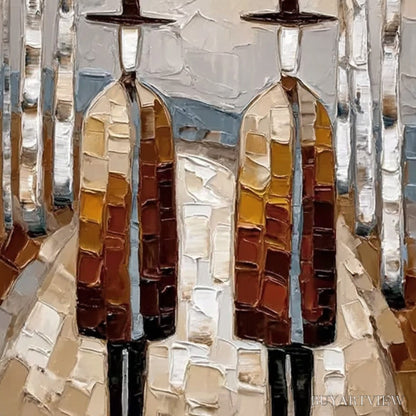 BUYARTVIEW the Sojourners – Textured Palette Knife Painting of Figures in a Landscape - image 5