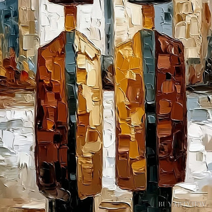 BUYARTVIEW Metropolis Duo – Textured Palette Knife Painting of Figures in a City - image 5