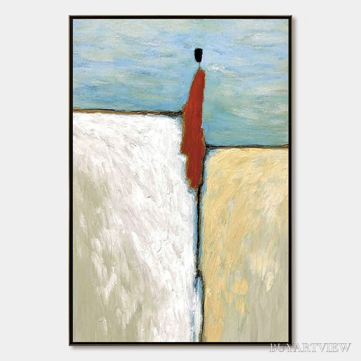 BUYARTVIEW the Watcher – Minimalist Figurative Abstract Textured Painting - image 1