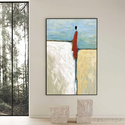 BUYARTVIEW the Watcher – Minimalist Figurative Abstract Textured Painting - image 2