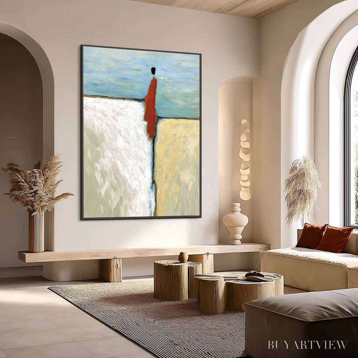 BUYARTVIEW the Watcher – Minimalist Figurative Abstract Textured Painting - image 4