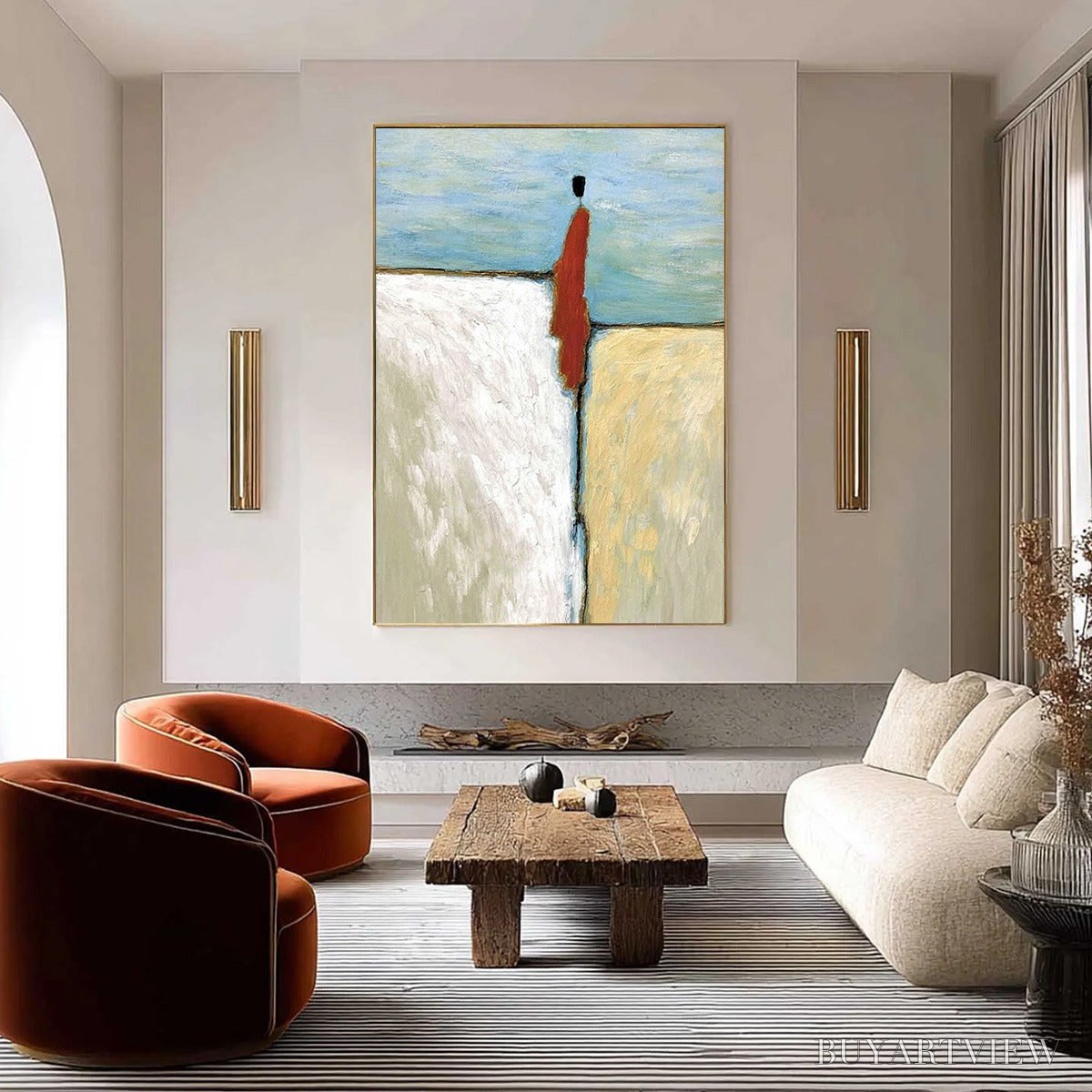 BUYARTVIEW the Watcher – Minimalist Figurative Abstract Textured Painting - image 6