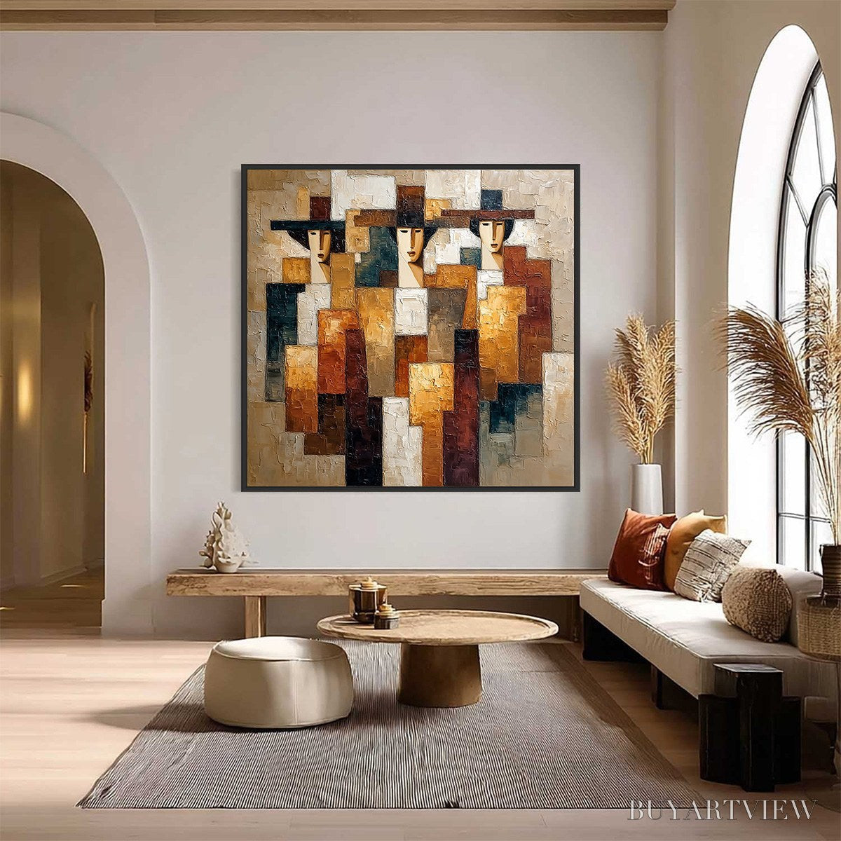 BUYARTVIEW the Triad – Heavily Textured Abstract Figurative Impasto Painting - image 2