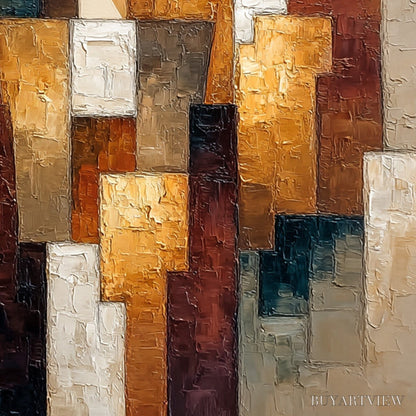 BUYARTVIEW the Triad – Heavily Textured Abstract Figurative Impasto Painting - image 3