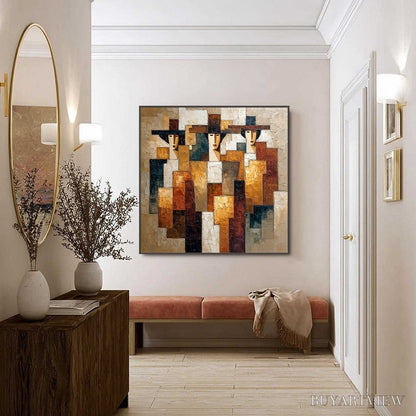 BUYARTVIEW the Triad – Heavily Textured Abstract Figurative Impasto Painting - image 4
