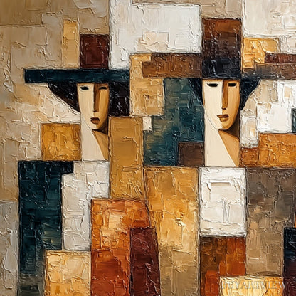 BUYARTVIEW the Triad – Heavily Textured Abstract Figurative Impasto Painting - image 5